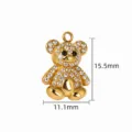 Gold rhinestone bear pendant charm DIY necklace bracelet jewelry accessory 15.5mm - 【23】White Rhinestone Sitting Bear Pendant