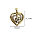 Gold stainless steel soccer heart pendant with rhinestones and enamel, 20.5x19.7mm DIY charm. - Double Layer Heart Football Pendant