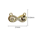 Gold infinity shape jewelry connector with soccer pattern and rhinestones, 21x10.8mm accessory. - Infinity Symbol Football Pendant