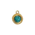 Bohemian στρογγυλό επίχρυσο μενταγιόν τυρκουάζ 18k για κατασκευή κοσμημάτων DIY project - Στρογγυλό με Σχοινί - Τιρκουάζ (43)