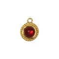 Επίχρυσο στρογγυλό μενταγιόν 18k με κόκκινο πολύτιμο λίθο αξεσουάρ κοσμημάτων DIY - Στρογγυλό με Σχοινί - Κόκκινη Πέτρα (45)