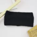 Fascia per capelli in maglia a costole nera larga paraorecchie calda accessorio yoga - Nero