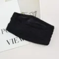 Fascia in maglia nera, calda fascia per capelli foderata in pile, elegante copriorecchie. - Nero