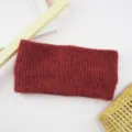 Bandeau tricoté côtelé couleur unie large chauffe-oreilles hiver yoga sport accessoire - Rouge Vin