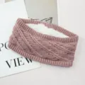 Fascia in maglia rosa con fodera in pile, morbido e caldo copriorecchie accessorio per capelli. - Rosa Antico