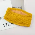 Fascia in maglia foderata in pile giallo, paraorecchie invernale caldo e spesso da donna. - Giallo