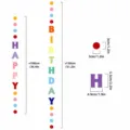Colorful HAPPY BIRTHDAY letter hanging banner size chart for kids birthday party decoration. - Colorful Birthday Letters / 2 Pieces/Pack