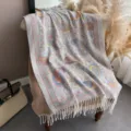Scialle con frange jacquard paisley boho da donna, elegante design drappeggiato per la primavera. - Beige Paisley (Stile F)
