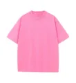 T-shirt à manches courtes rose uni pour homme, design col rond et épaules tombantes. - Rose Paris