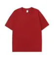 T-shirt homme rouge uni en coton avec col rond et manches courtes coupe ample style décontracté - Bordeaux
