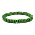 Green wooden beaded bracelet, retro ethnic style stacked beaded bracelet for daily wear. - Green