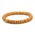Retro wooden bead bracelet for men and women, vintage ethnic style natural wood jewelry. - Earthy Yellow