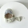 Winter fleece-lined trapper hat with matching windproof mask for outdoor skiing warmth - One Size / Beige