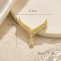 Pendentif en cuivre plaqué or micro-serti de zircone en V collier accessoire de bijoux - Goutte d'Eau en Forme de V (01) / Or
