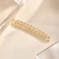Gold-plated rhinestone double-loop bracelet connector detail view, sparkling jewelry accessory - Gold Curved Full Rhinestone Style (06)
