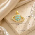 Close-up detail shot of the 18K gold plated evil eye pendant, sparkling cz stones and dimensions. - Blue Round Stone Micro-pave Eye Style (13)