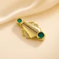 Exquisiter geometrischer Fächer-Anhänger DIY-Zubehör mit funkelnden Kristallen und grünem Stein. - Grün (02)