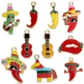 Colgantes de aleación esmaltada de fiesta mexicana para hacer joyas y llaveros artesanales. - Combinación Fiesta Mexicana (PJC-墨西哥狂欢节组合)