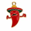 DIY colgante de chile carnaval mexicano, dije de aleación esmaltada roja para llavero. - Estilo Figura Chile Cartoon (PJC-墨西哥狂欢节-1) / 1 Pieza