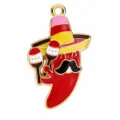 Colgante de Chile de Carnaval Mexicano Aleación Esmalte Sombrero Abalorio DIY 1.8x3cm - Estilo Chile con Sombrero (PJC-墨西哥狂欢节-2) / 1 Pieza