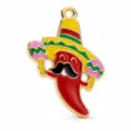 Colgante de esmalte de chile fiesta mexicana dijes DIY llavero pulsera accesorio regalo - Estilo Chile con Maracas (PJC-墨西哥狂欢节-3) / 1 Pieza