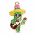 Lindo colgante de cactus fiesta mexicana guitarra aleación llavero charm joya regalo - Estilo Cactus con Guitarra (PJC-墨西哥狂欢节-5)