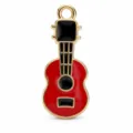 Colgante guitarra esmalte aleación para joyería DIY, mini accesorio musical rojo y negro. - Estilo Guitarra Roja y Negra (PJC-墨西哥狂欢节-9)
