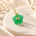 Chic 5-bloemblad kleurrijke zirkoon hanger DIY bedel voor ketting sieraden maken - Groene Chalcedoon Bloemstijl (小号1)