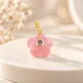 Mini 5-bloem hanger met roze steen en paarse zirkoon voor DIY sieraden maken detail. - Roze Gefacetteerde Steen Bloemstijl (04)