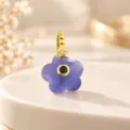 Exquisito colgante en forma de flor de cinco pétalos con piedra de color y circonita. - Estilo Flor de Piedra Facetada Negra (06)