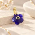 Exquisito colgante de flor azul de cinco pétalos con anilla dorada para joyas DIY. - Estilo Flor de Piedra Azul Oscuro (07)