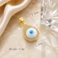 Vergoldeter böser Blick Anhänger mit Zirkonia und Öltropfen, Tropfenform, 2.3x1.2 cm - Blau-Weißes Auge