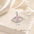 Exquisite evil eye pendant featuring sparkling zirconia and pink enamel in copper 18k gold. - Pink and White Double Enamel Eye Style (01)