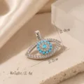 Evil eye pendant necklace charm with blue and white stones, elegant and stylish jewelry detail. - Blue and White Zirconia Bail Style (03)