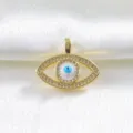 Gold plated evil eye pendant necklace charm with sparkling cubic zirconia and blue enamel details - Blue and White Enamel Eye Style (16)