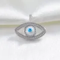 Evil eye pendant necklace variant, silver plated copper with sparkling cubic zirconia. - Silver Blue and White Enamel Eye Style (18)