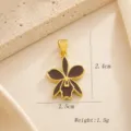 Pendentif fleur d'orchidée émaillée plaqué or accessoire bijoux DIY, élégant et délicat. - Style Forme d'Orchidée (07)
