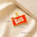 Pendentif ping-pong en émail plaqué or, charm élégant pour collier bijou DIY faits à la main. - Style Plaque Drapeau (11)
