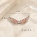 Pendentif en métal cristal brillant double aile connecteur breloque DIY pour bracelets et colliers. - Breloque Aile (03) / Argent Strass Orange