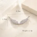 Connecteur de pendentif d'aile double boucle en strass argenté pour bijoux 3.2cm - Breloque Aile (02) / Argent Strass Blanc