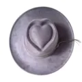 Close-up detail of grey faux suede western cowboy hat with unique heart crown design and tassel. - M (56-58cm) / Western Cowboy Hat (3150) / Gray