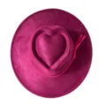Retro pink suede wide brim cowboy hat with heart crown and tassel accent for party outdoor. - M (56-58cm) / Western Cowboy Hat (3150) / Burgundy
