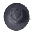 Black suede western cowboy hat featuring unique heart crown and side tassels for party. - M (56-58cm) / Western Cowboy Hat (3150) / Black
