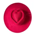 Wide brim pink suede western cowboy hat with heart crown and tassel detail for party outdoor. - M (56-58cm) / Western Cowboy Hat (3150) / Red