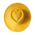 Yellow suede heart crown western cowboy hat with wide brim and tassel detail view. - M (56-58cm) / Western Cowboy Hat (3150) / Yellow