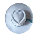 Light blue faux suede western cowboy hat detail, featuring a heart crown and teal tassel band. - M (56-58cm) / Western Cowboy Hat (3150) / Light Blue
