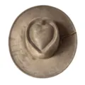 Detailed top view of brown suede cowboy hat featuring unique heart-shaped crown and tassel band. - M (56-58cm) / Western Cowboy Hat (3150) / Army Green