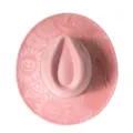 Rosa Wildleder Halloween Cowboy Hut mit laser gravierten Kürbis und breiter Krempe neu - M (56-58cm) / Rosa