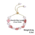 Elegant pearl and pink stone adjustable slider bracelet for women fashion jewelry gift. - Pink Berry Moonlight (S2609-1) / Pink