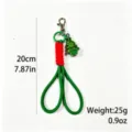 Christmas woven keychain green red variant, portable bag pendant with tree charm style specification. - Christmas Tree Woven Style (K2609-1)